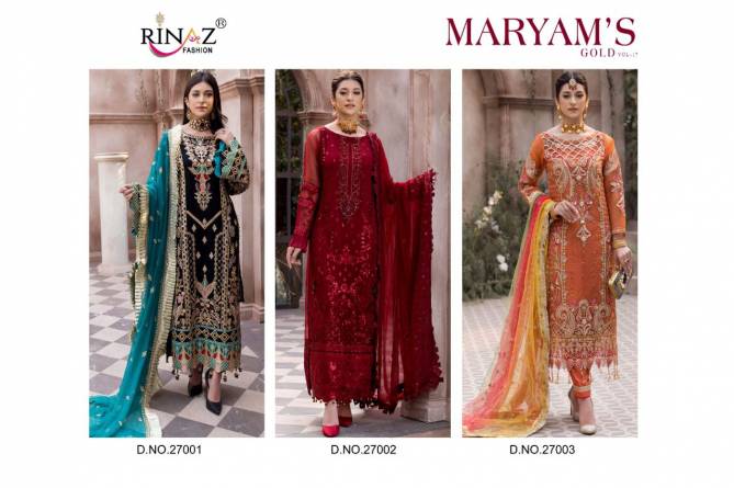 Rinaz Maryams Gold 17 Fancy Festive Wear Georgette Heavy Pakistani Salwar Kameez Collection